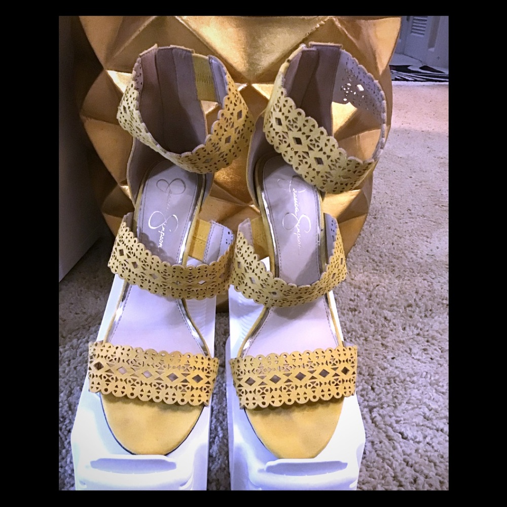 Yellow Jessica Simpson Textured Strap Sandals